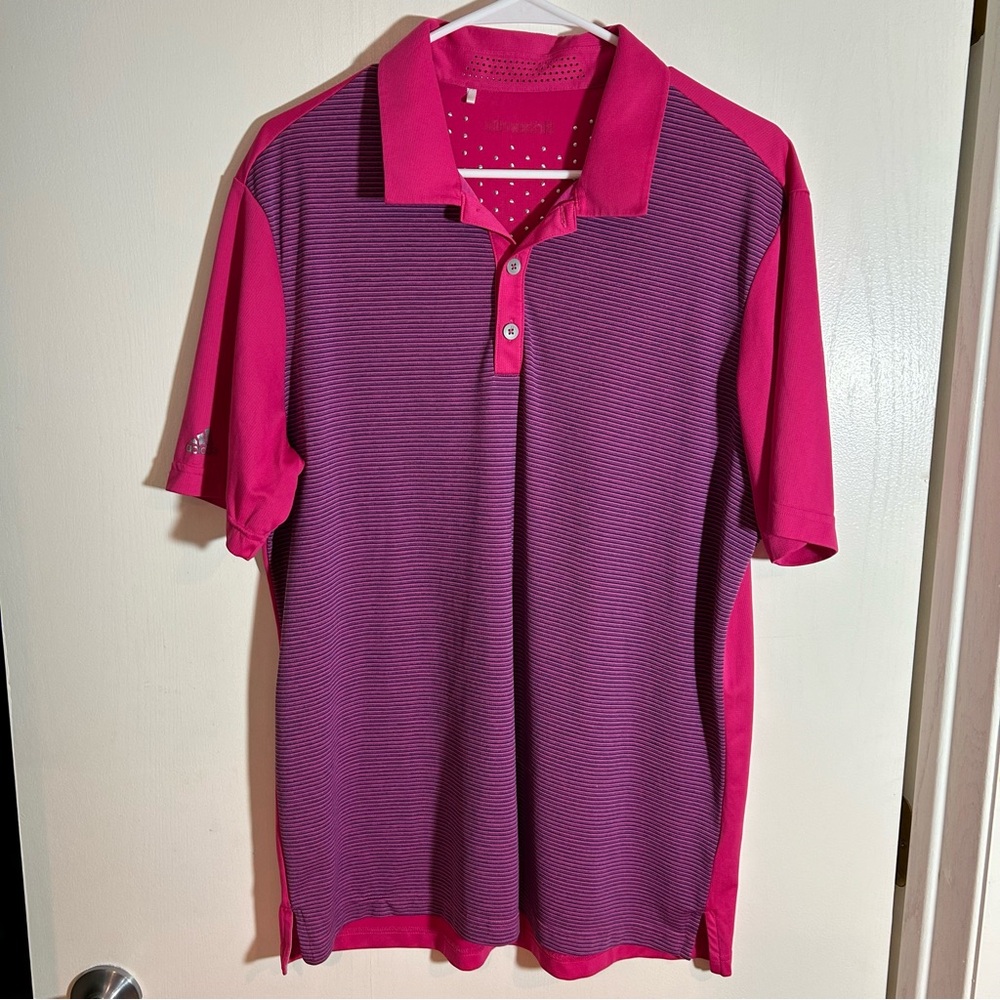 Men’s adidas climachill pink polo top